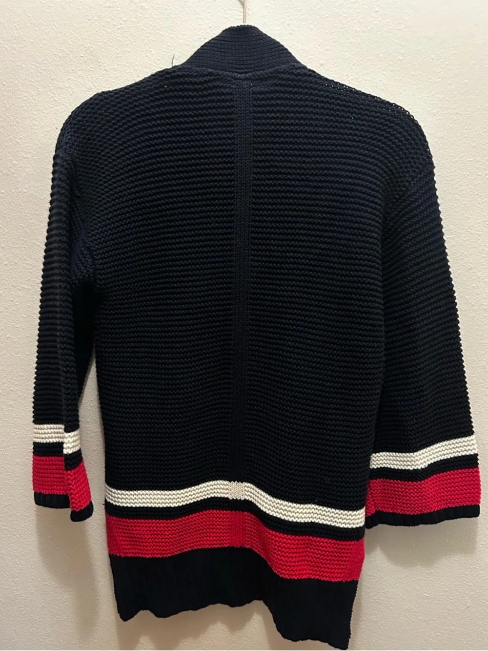 NWT GAP Kids dark navy blue with red stripe 100% cotton cardigan